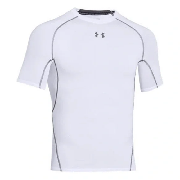 Under Armour Men's White Armour HeatGear Short Sleeve Compression Shirt EUC - Picture 8 of 8